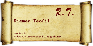 Riemer Teofil névjegykártya